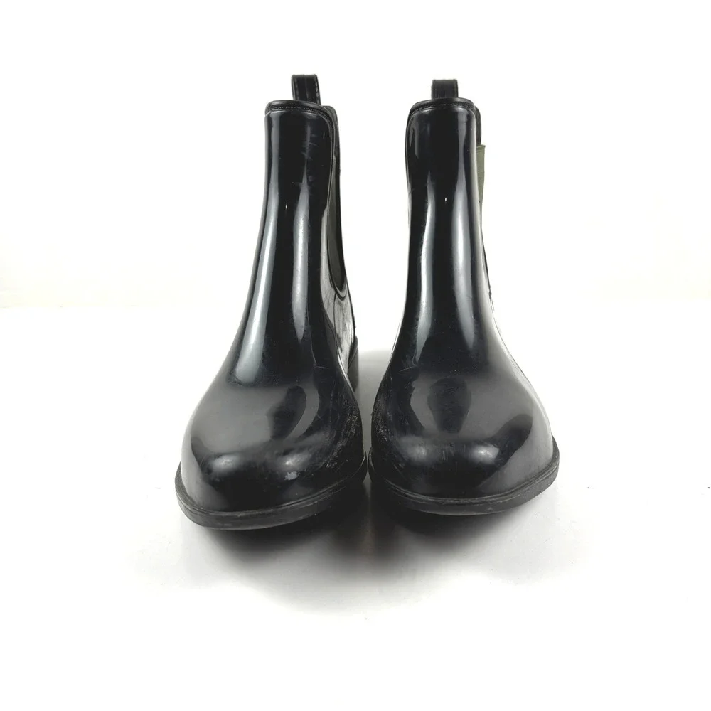 Lauren‎ Ralph Lauren Tally Rain Boots Womens 8 Black Glossy Chelsea Ankle